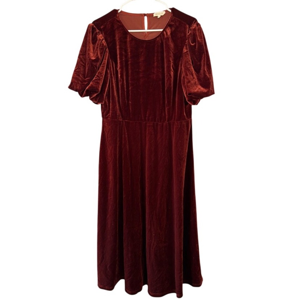 Velvet Maxi Dress XL Red Puff Sleeve Modest Holiday dark romantic whimsigoth